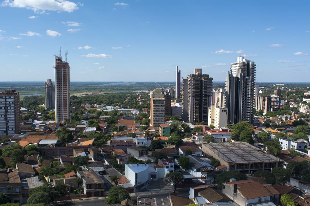Cityscape stands above flat plain, Asunción