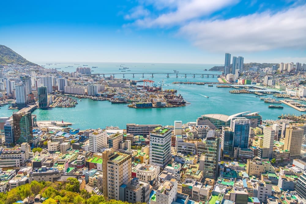 City skyline wraps around the bay, Busan
