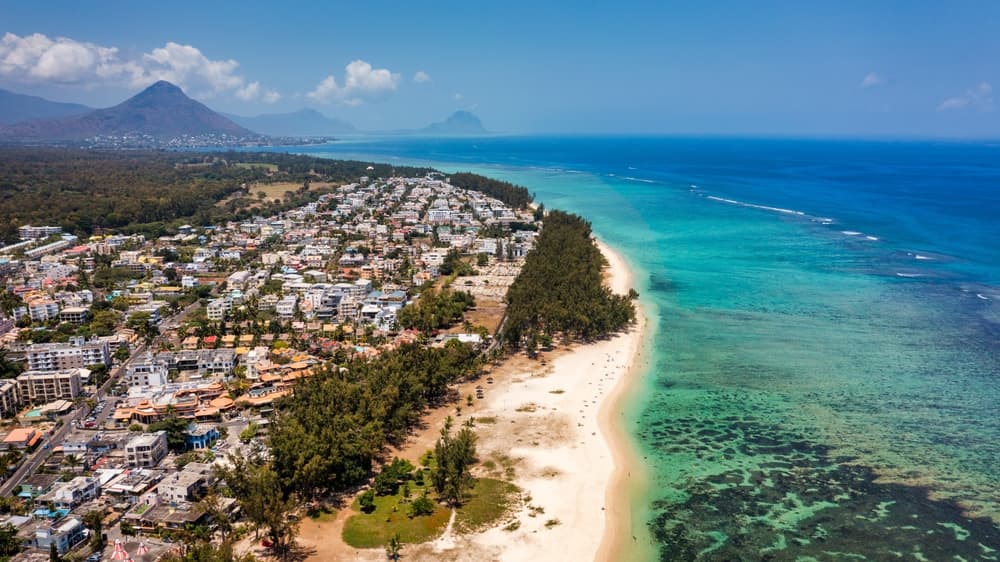 Aerial view of the beach, Flic en Flac