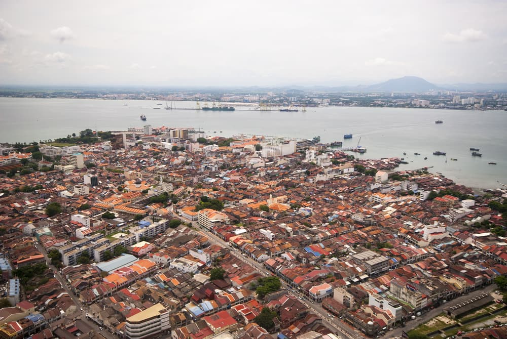 Aerial view of the city center, George Town