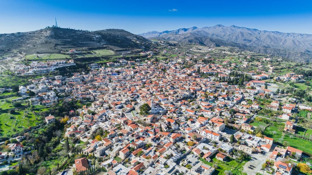 Birds eye view of the city spread out over the land, Larnaca