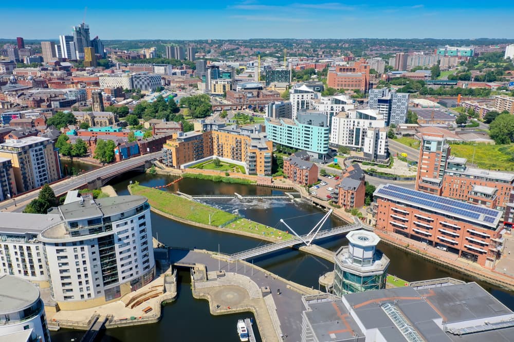 UK aerial view of the city, Leeds