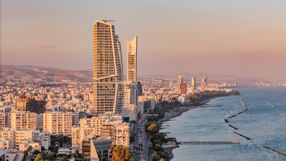 Aerial view of the cityscape with skyscraper, Limassol
