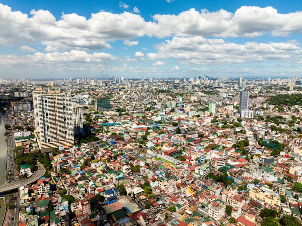 Aerial view of the residential district in town, Manila