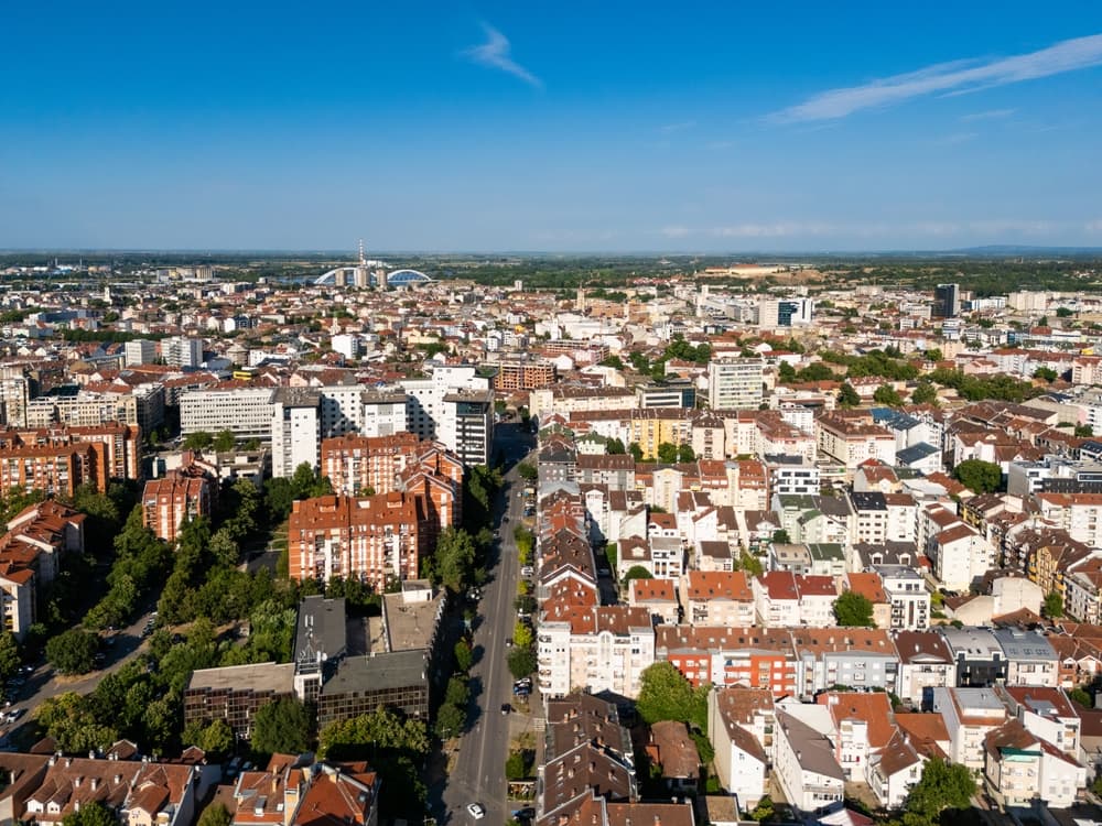 Aerial view of the residential sprawl, Novi Sad