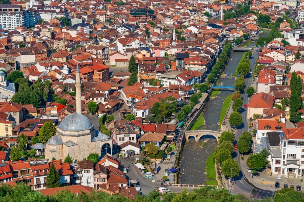 Birds eye view of the city sprawl, Prizren