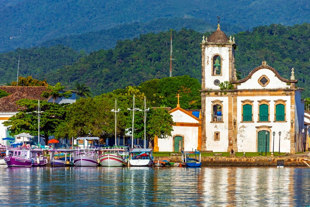 Colorful boats float in the dock, Rio de Janeiro