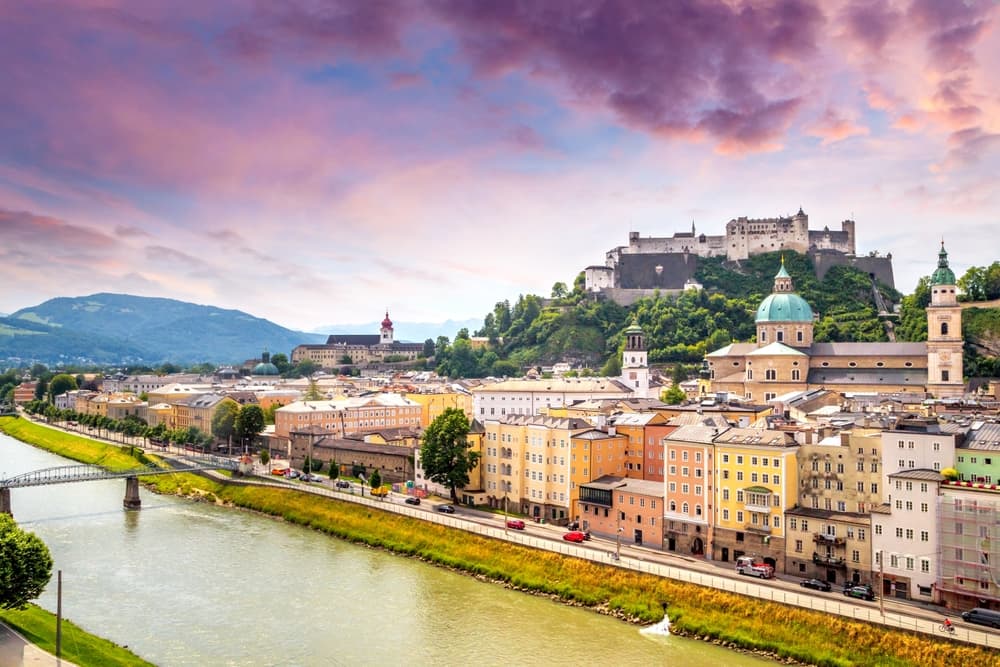 Aerial view from the river, Salzburg