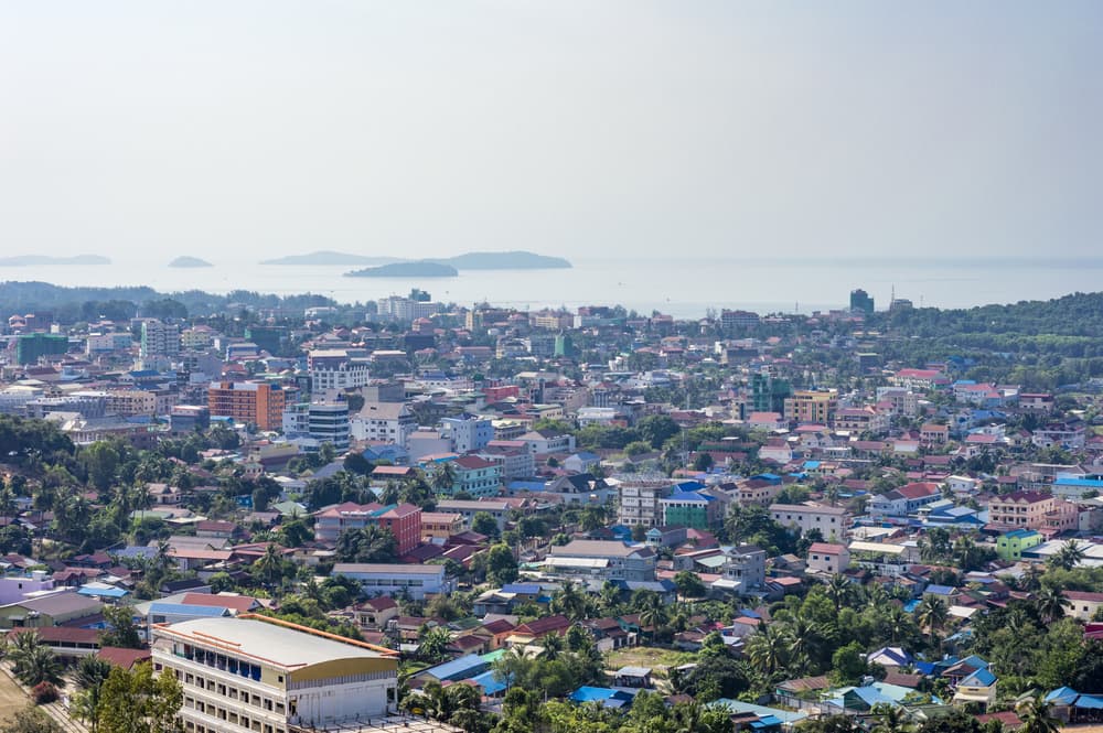 Aerial view of cityscape, Sihanoukville