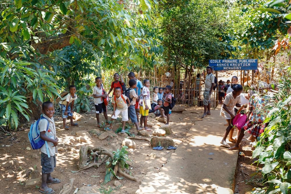 Children outside their rural school, Toamasina
