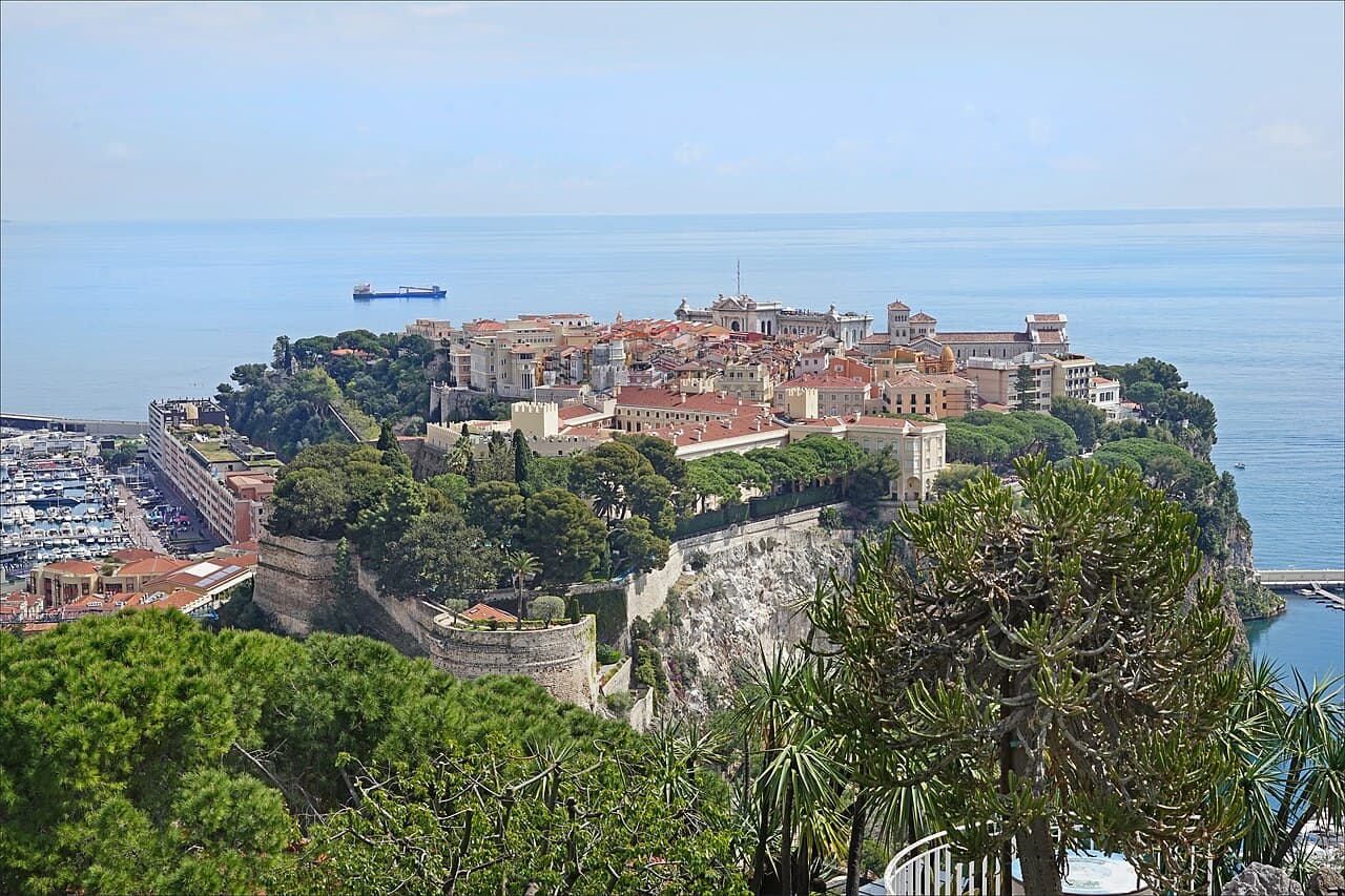 The Rock of Monaco-Ville with the Prince's Palace above the sea
