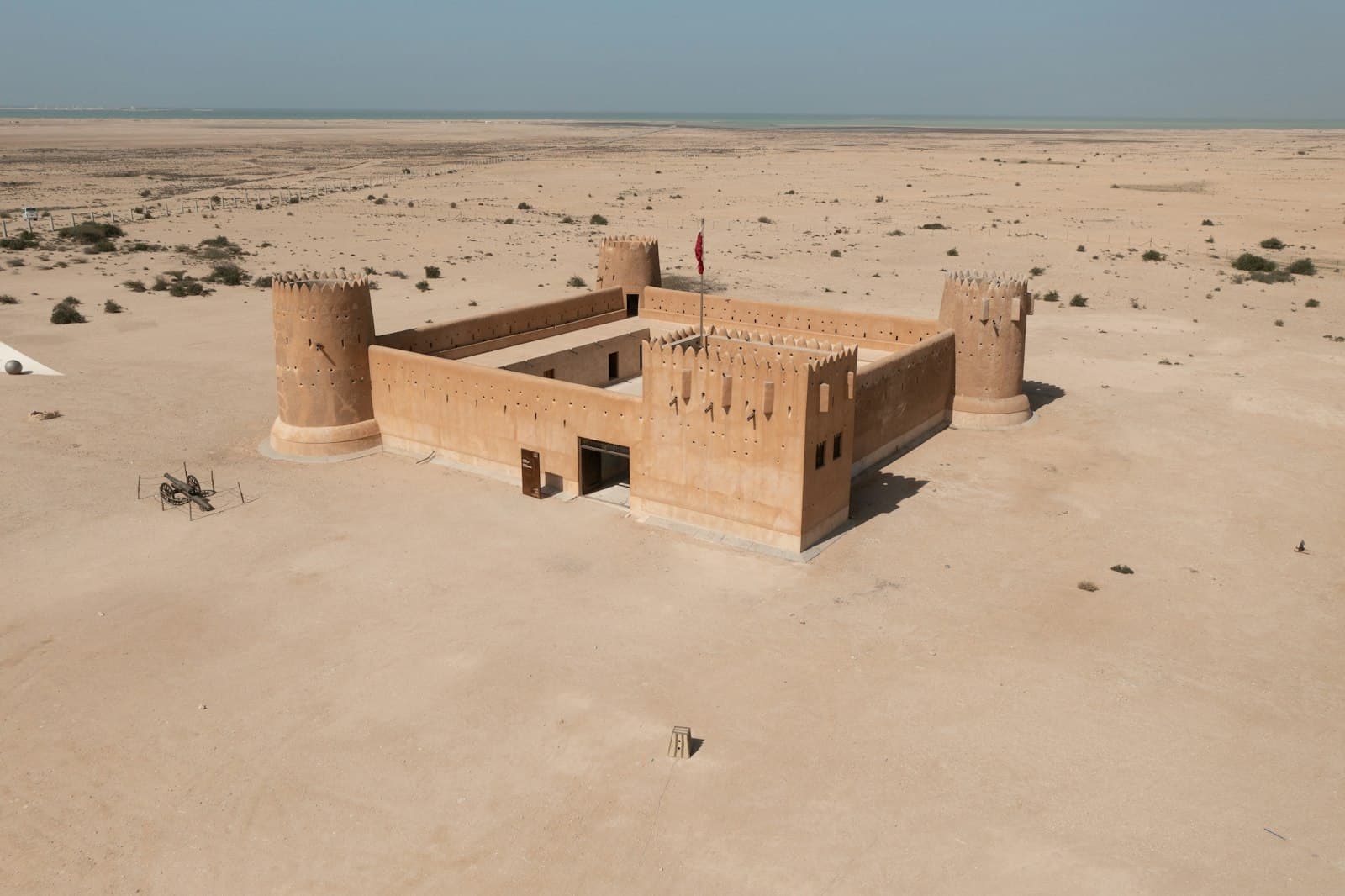 Al Zubarah Fort standing alone in the desert of northwest Qatar