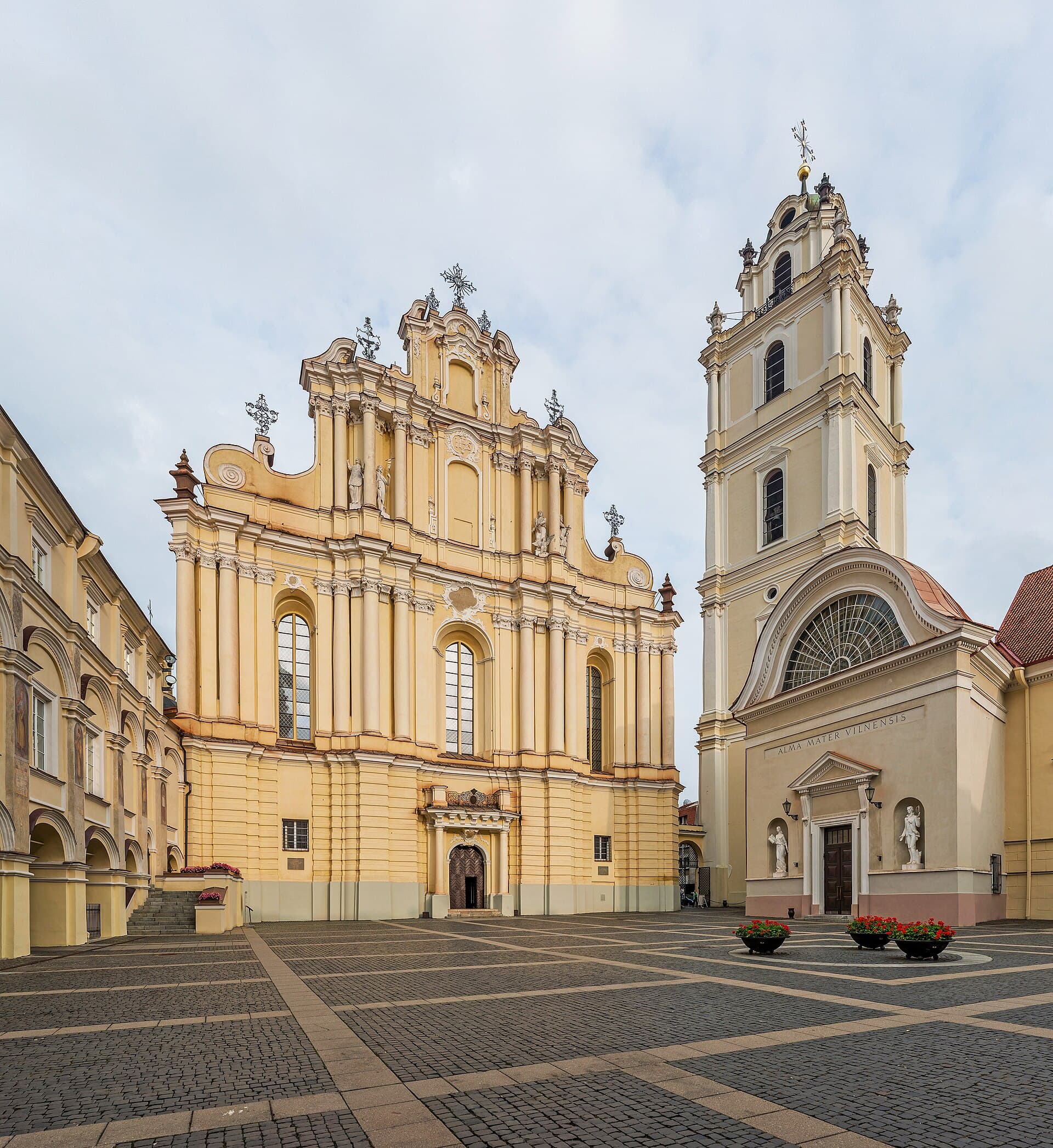 Vilnius University's Great Courtyard and the Church of St. Johns in Vilnius Old Town