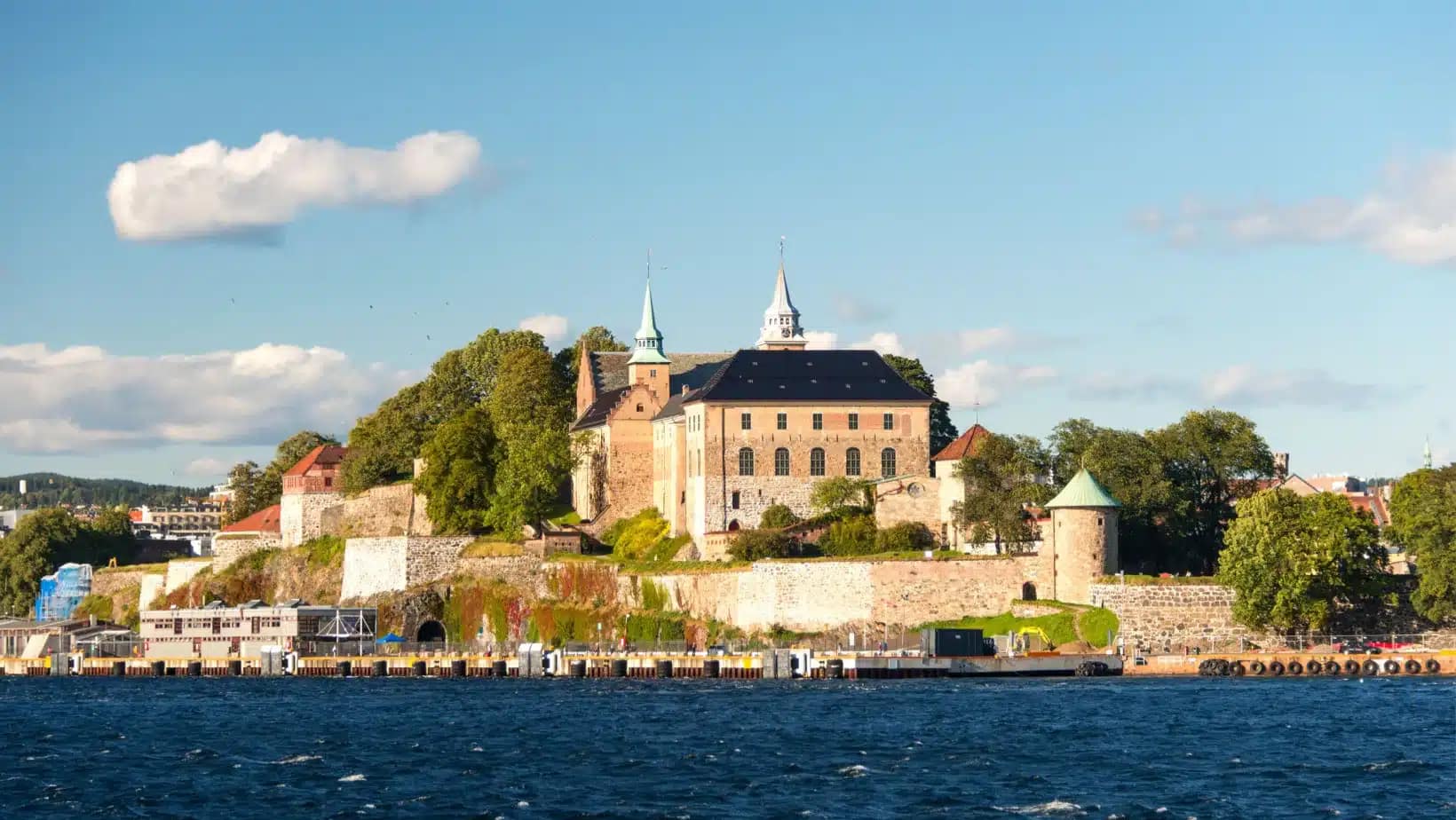 Akershus Fortress on the Oslo waterfront on a sunny day