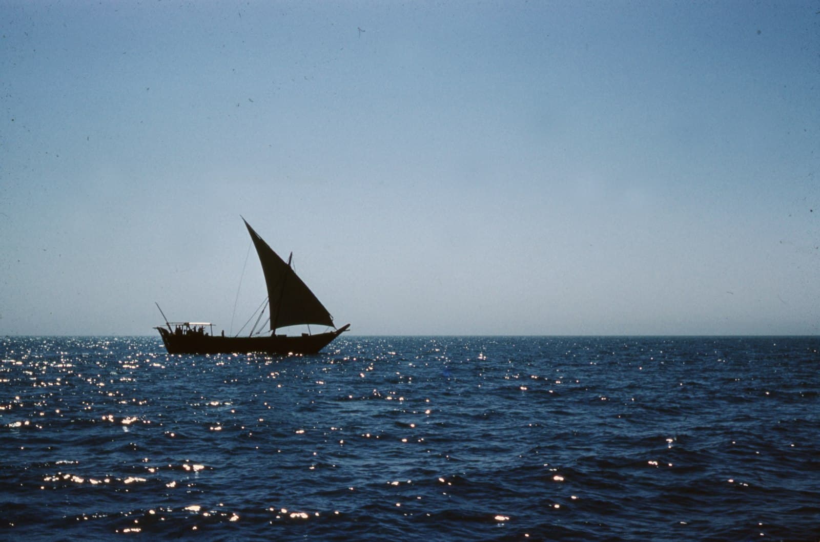 A traditional dhow under sail on the Gulf in an archival photo from Kuwait