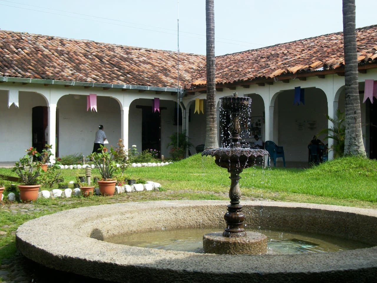 A fountain in the arcaded courtyard of the town hall in Suchitoto, El Salvador
