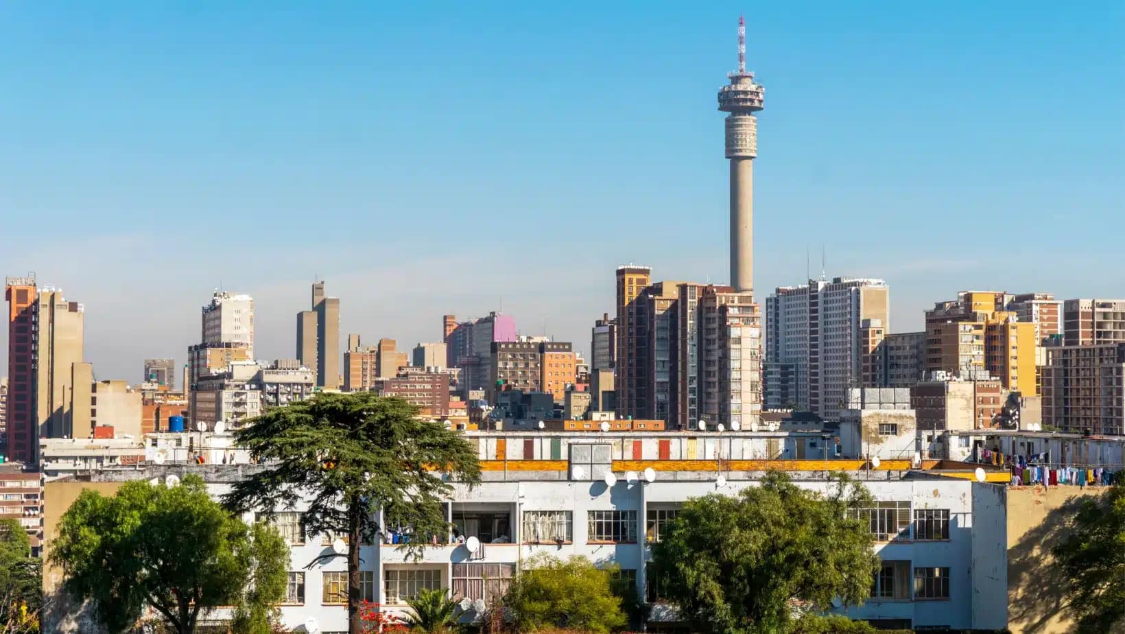 Johannesburg skyline with the Hillbrow Tower on a clear day