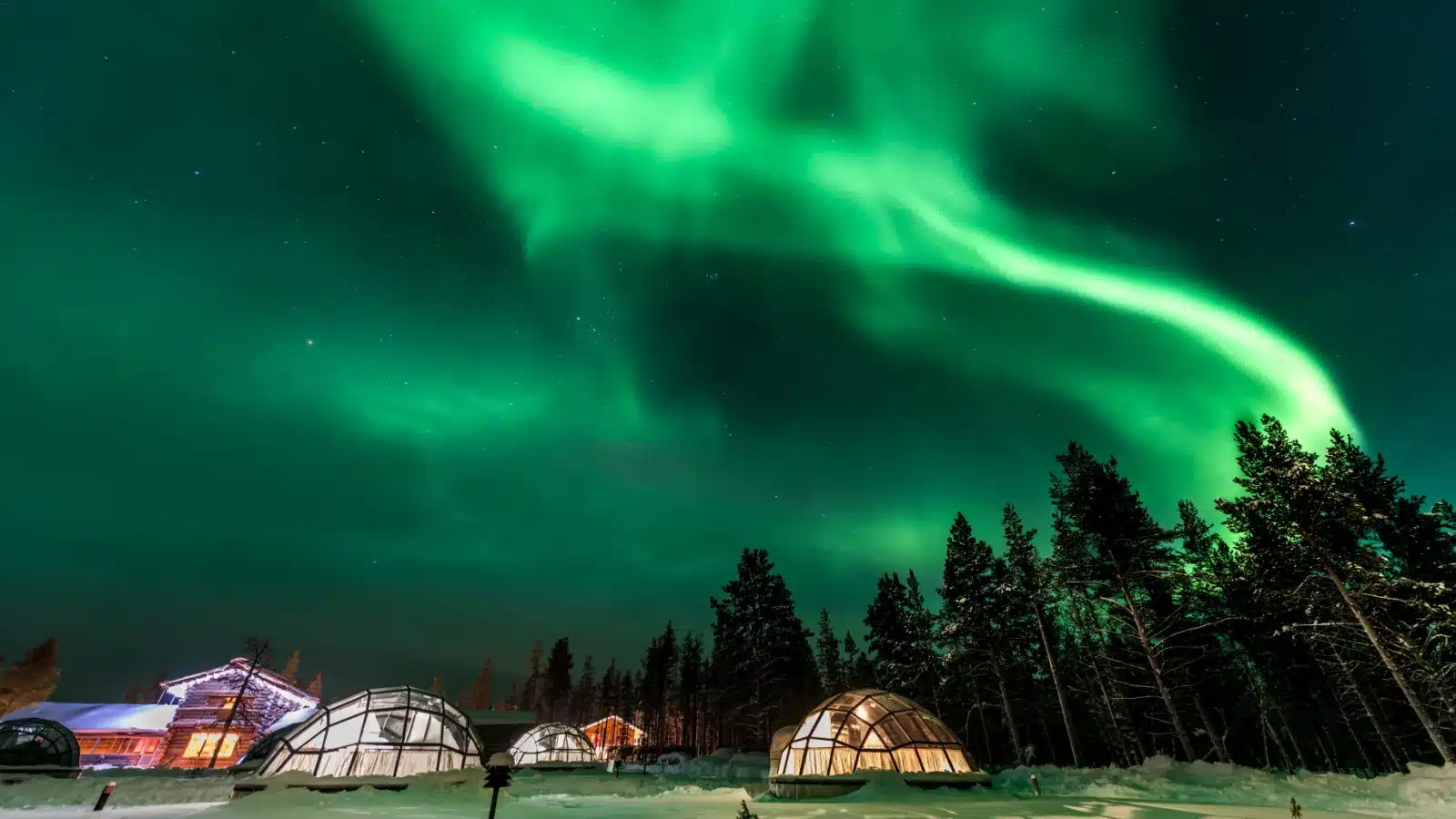 Finland's Northern Lights spread out over the winter sky