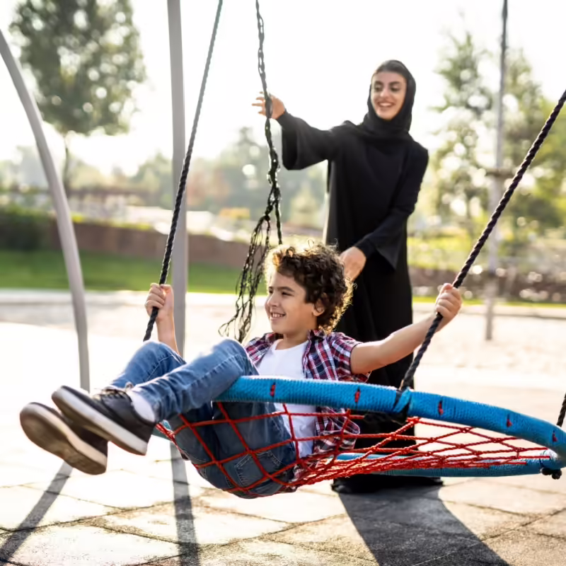 Muslim woman and child in Abu Dhabi UAE