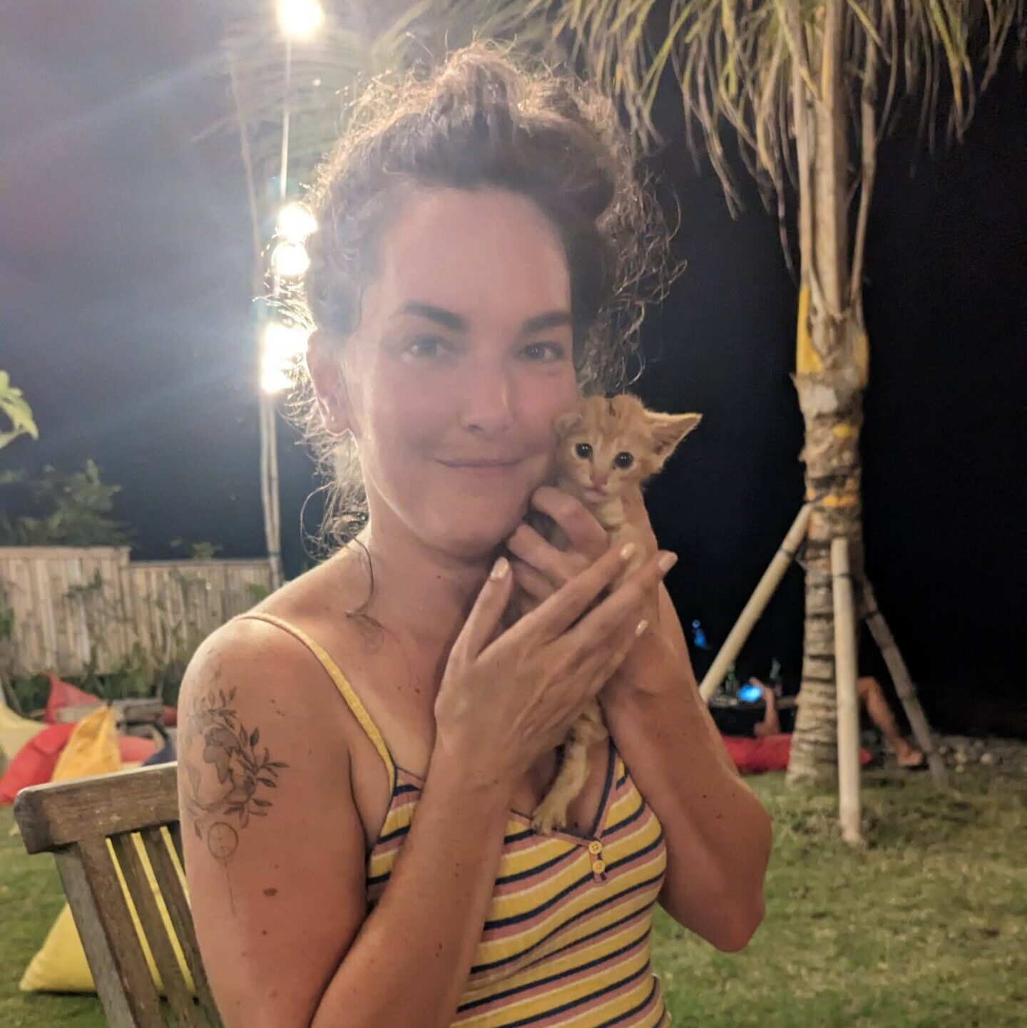 Caroline Lupini with kitten
